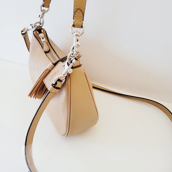 Coach CM084 Heritage Leather Teri Shoulder Bag Handbag Crossbody Taupe - Picture 3 of 7